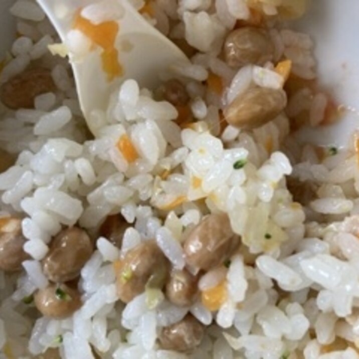 離乳食 納豆とにんじんのおかゆ